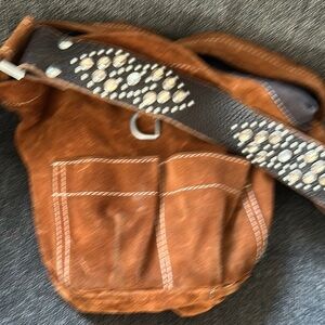 Tylie Malibu Brown Leather Bag with Embellished Strap